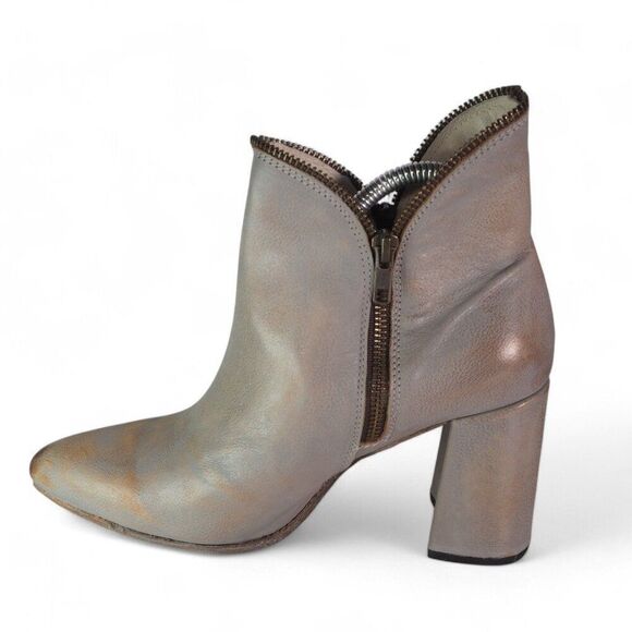Freebird Steven Jalessa "Smoke Grey" Distressed Heeled Leather Booties Women's10 - Picture 6 of 11